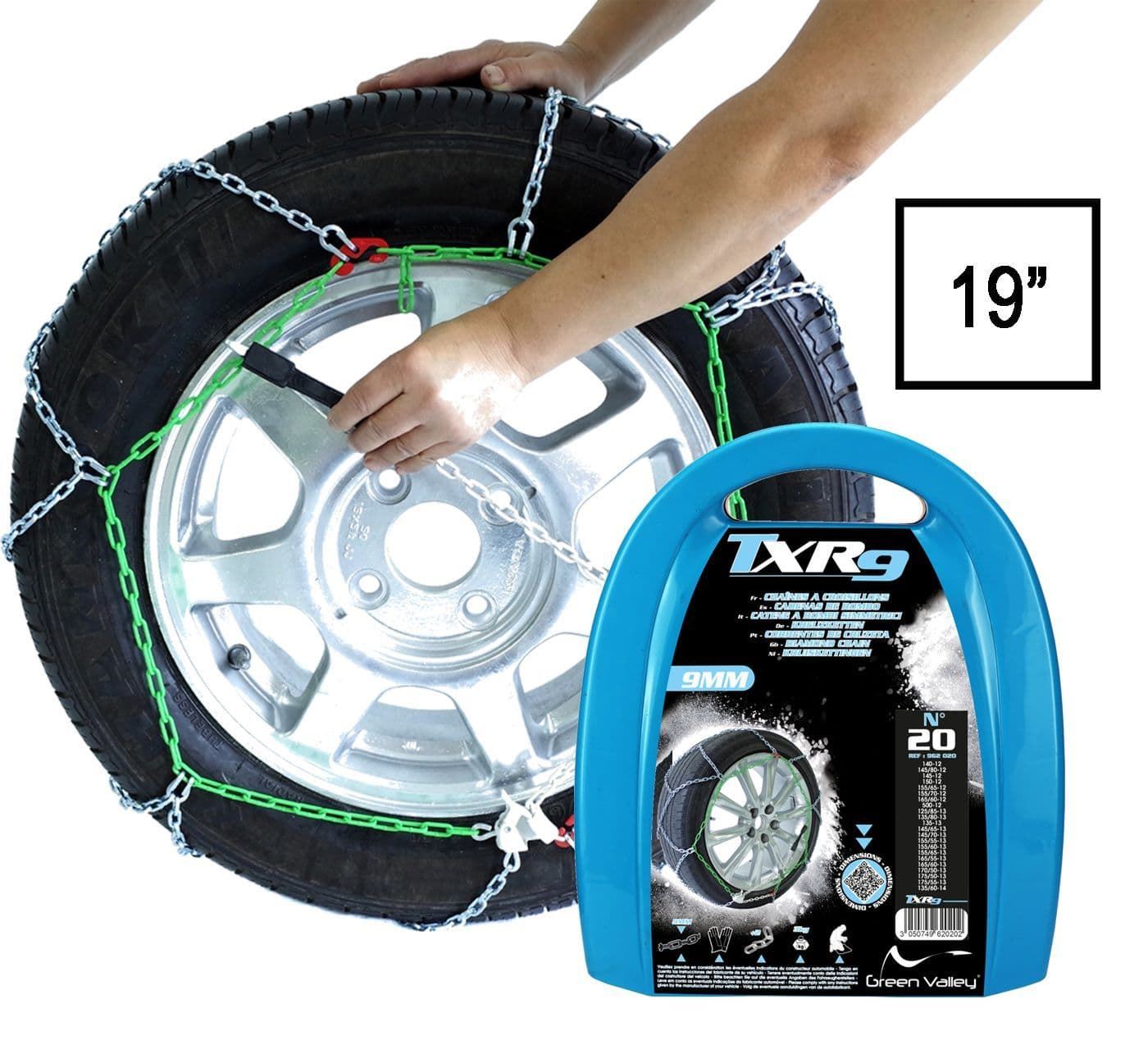 New Green Valley TXR9 Winter 9mm Snow Chains - Car Tyre for 19 275/35-19"