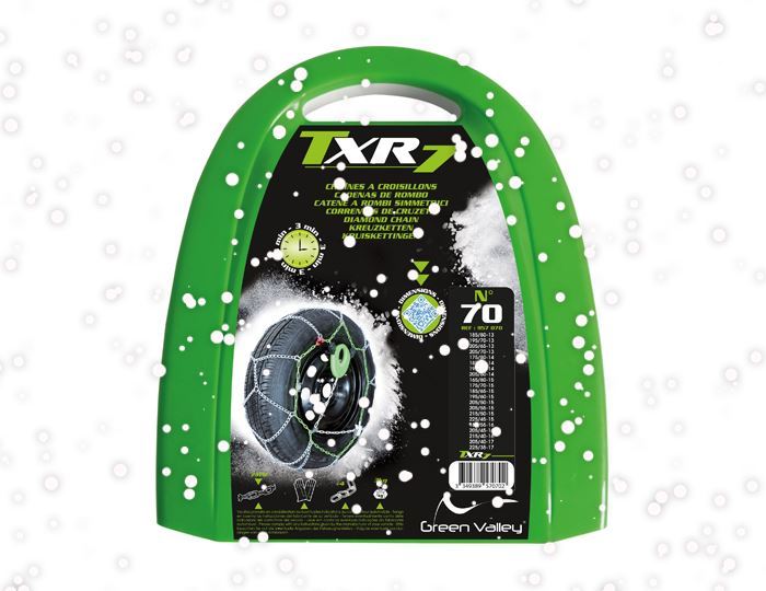 Green Valley TXR7 Winter 7mm Snow Chains - Car Tyre for 15" Wheels 215/65-15