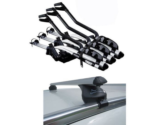 Aluminium Bars - Roof Rack- Rail Bars 3 x Thule 598 Bike Carrier Audi A6 Avant 2005-2011