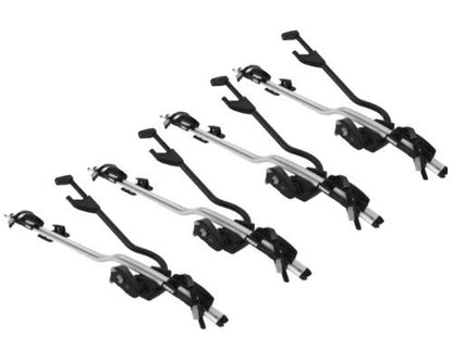 Four Thule ProRide 598 Silver Roof Mount Cycle / Bike Carrier 20KG