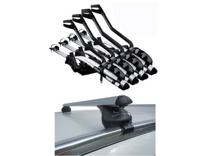 Aluminium Bars - Roof Rack- Rail Bars 4 x Thule 598 Bike Carrier Renault Talisman SW 2016-