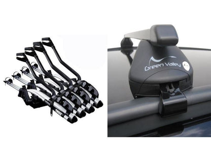 Square Steel Bars- Roof Rack- Rail Bars 4 x Thule 598 Bike Carrier Hyundai Santa Fe III 2013-