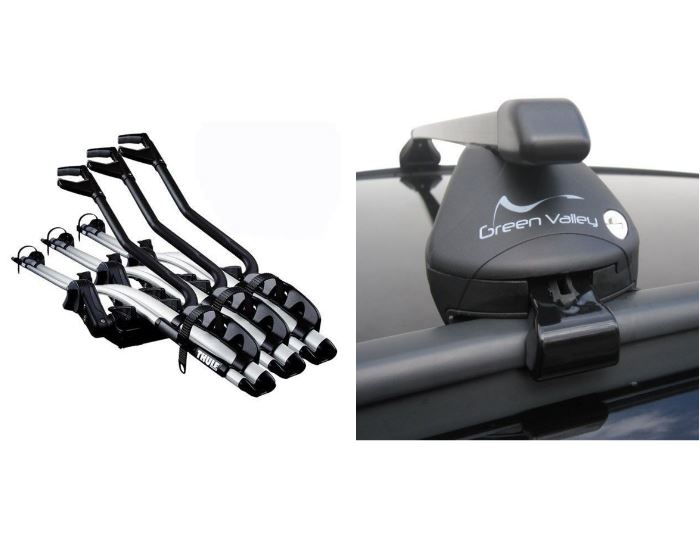 Square Steel Bars- Roof Rack- Rail Bars 3 x Thule 598 Bike Carrier Audi A4 Avant 2008-2015