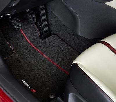 Mazda 2 (02.2015 >) Premium Car Mats - Black with Red/White (DE1JV0320)