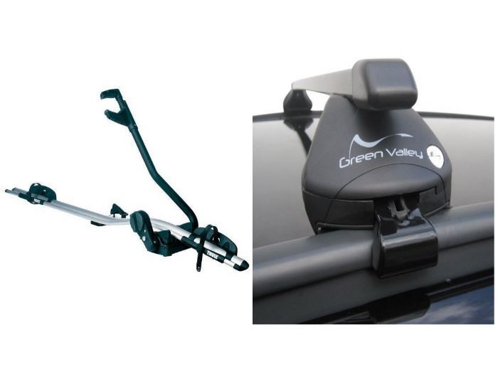 Square Steel Bars- Roof Rack- Rail Bars 1 x Thule 598 Bike Carrier Vauxhall Mokka 2013-