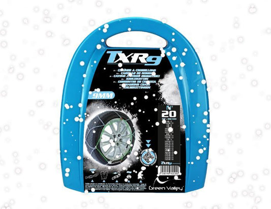 Green Valley TXR9 Winter 9mm Snow Chains - Car Tyre for 16" Wheels 205/55-19-Kit-110