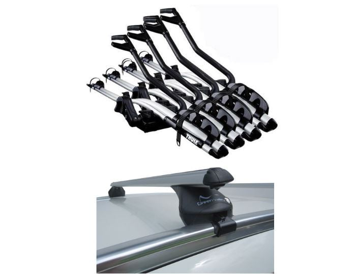 Aluminium Bars - Roof Rack- Rail Bars 4 x Thule 598 Bike Carrier Citroën C4 Aircross 2012-